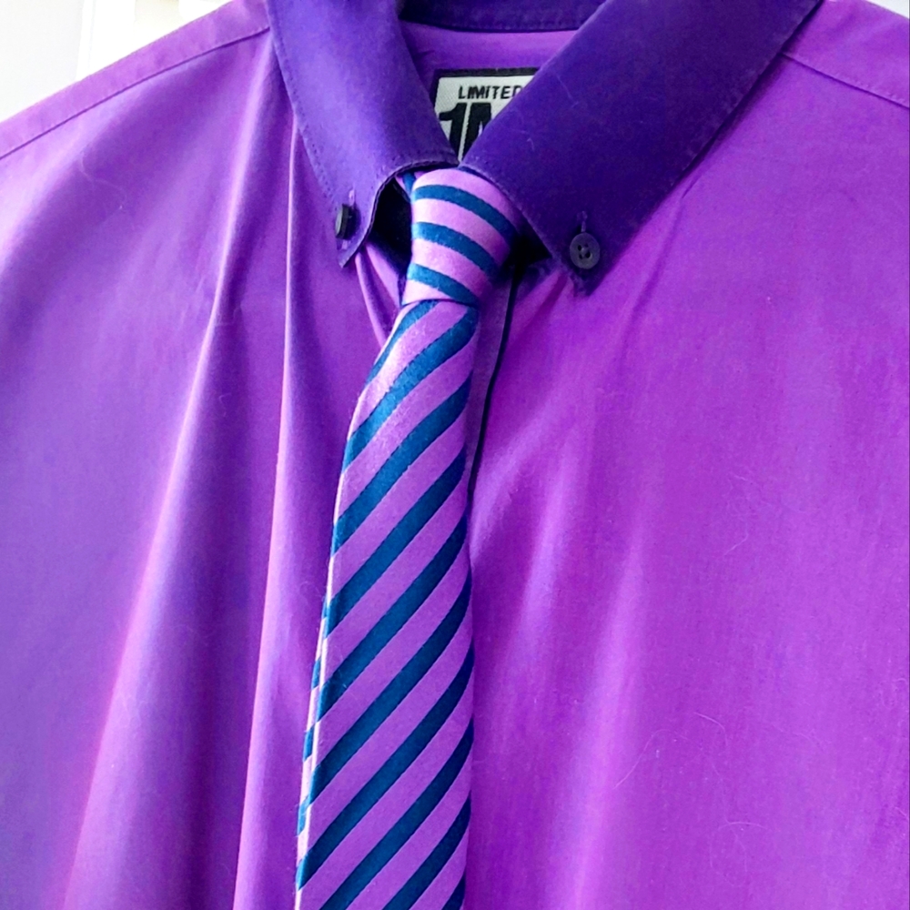 Limited Edition 1MX for Express Purple Dress Shirt w/ Ben Sherman tie.